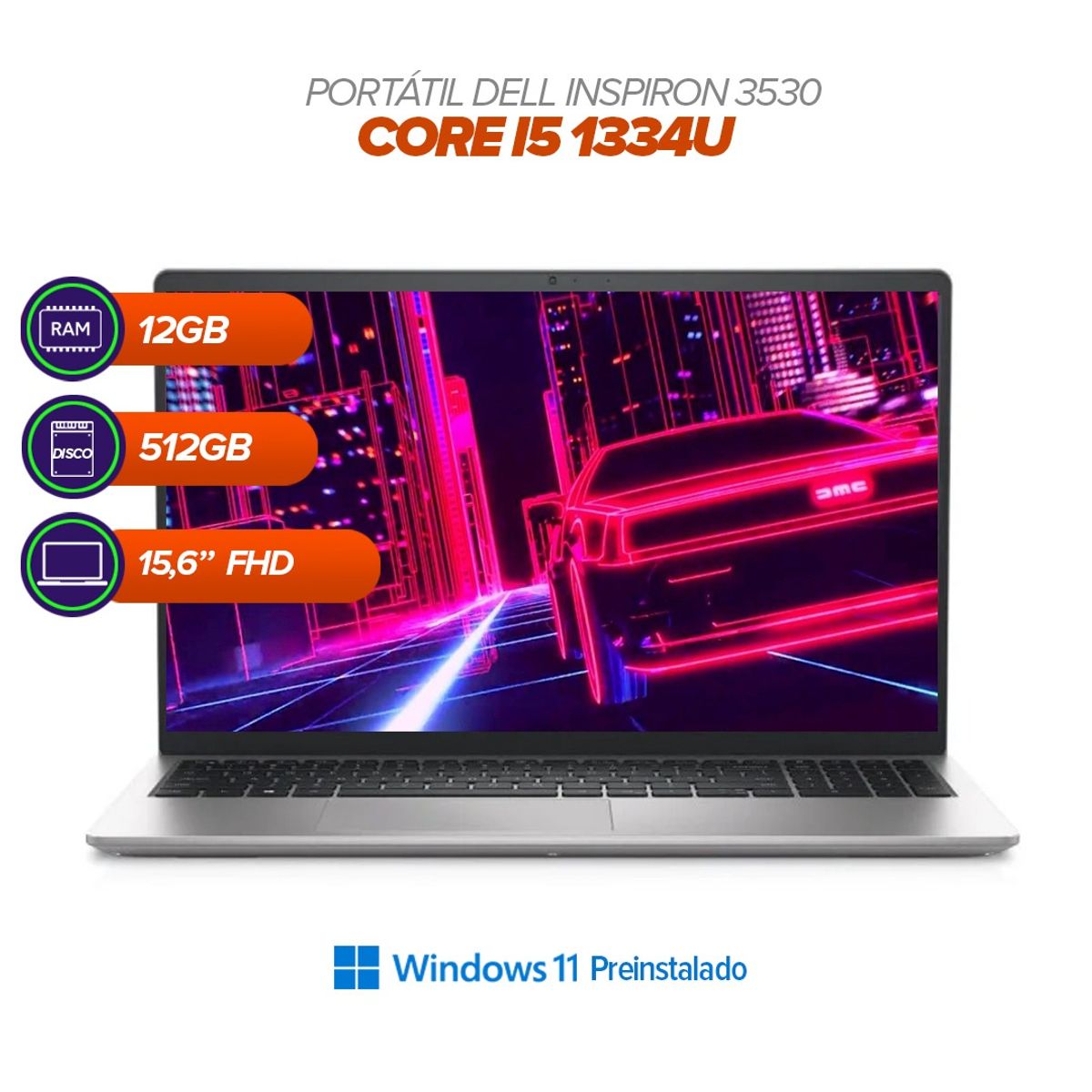 DELL - Portátil Dell Inspiron 3530 / Intel Core i5 1334U / 12GB RAM / 512GB SSD / 15.6” FHD