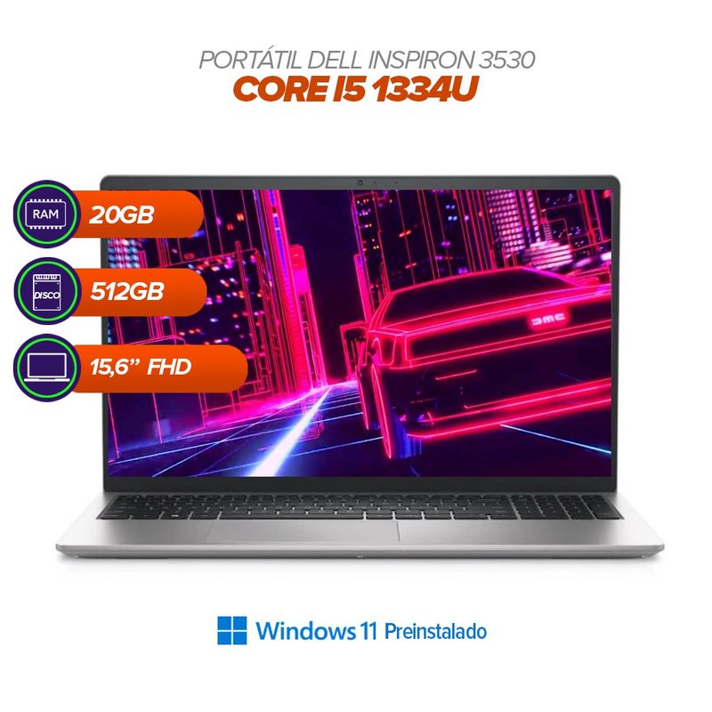 DELL - Portátil Dell Inspiron 3530 / Intel Core i5 1334U / 20GB RAM / 512GB SSD / 15.6” FHD