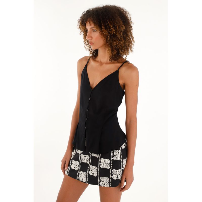 TENNIS - Camiseta de tiras graduables negra para mujer