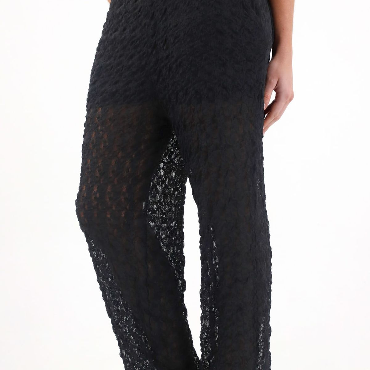 TENNIS - Pantalón jogger con tiras que anudan negro para mujer