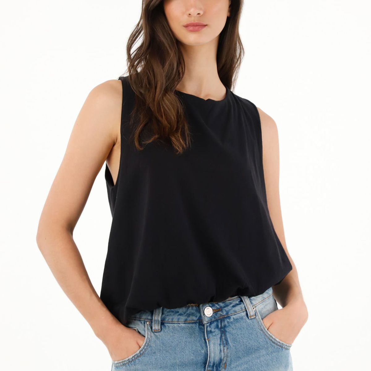 TENNIS - Camiseta manga sisa negra para mujer