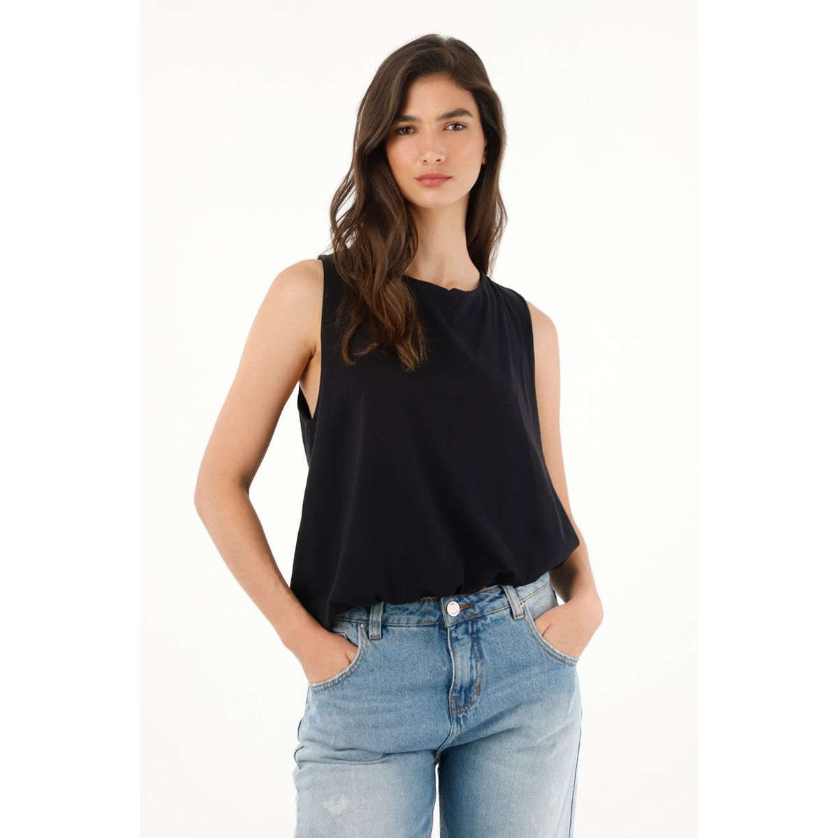 TENNIS - Camiseta manga sisa negra para mujer