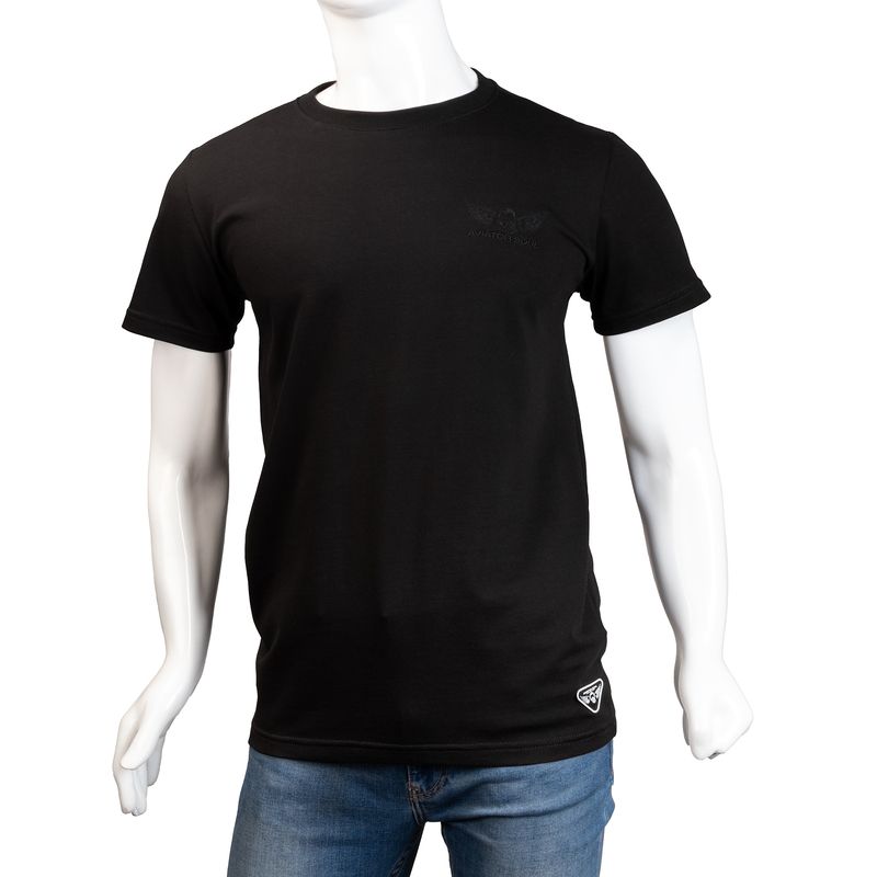 ALMA DE AVIADOR - Camiseta Cuello R  Alma de Aviador Negro LT Algodón Peruano