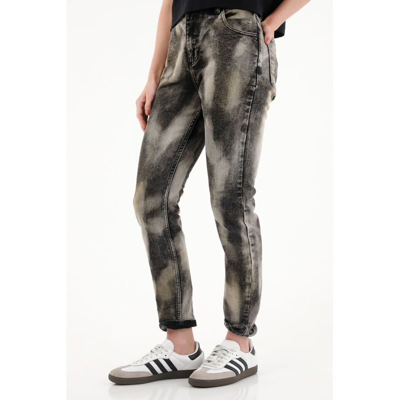 TENNIS - Jean Super Slim tiro medio negro para mujer