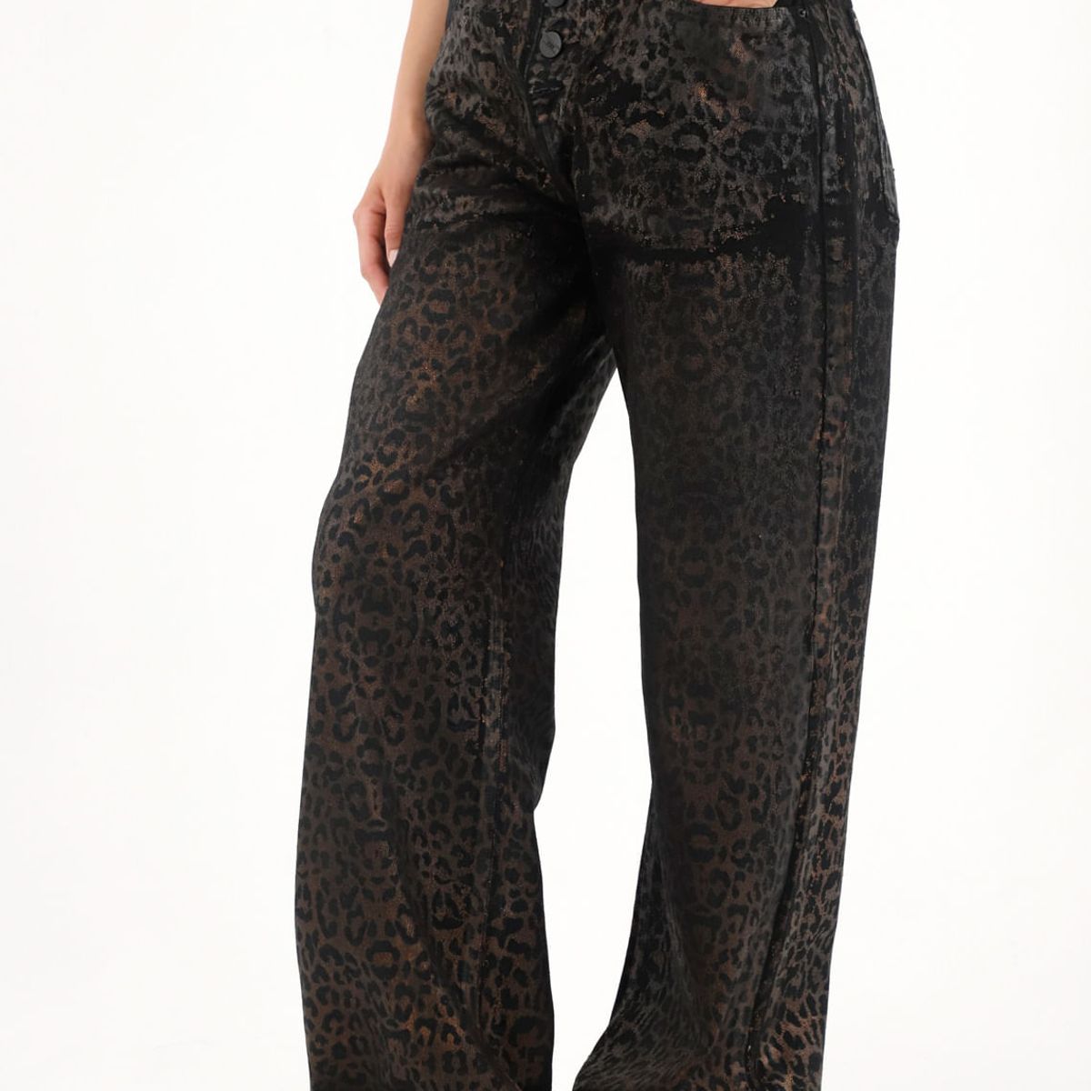 TENNIS - Jean Wide Leg tiro alto con diseño a láser animal print para mujer