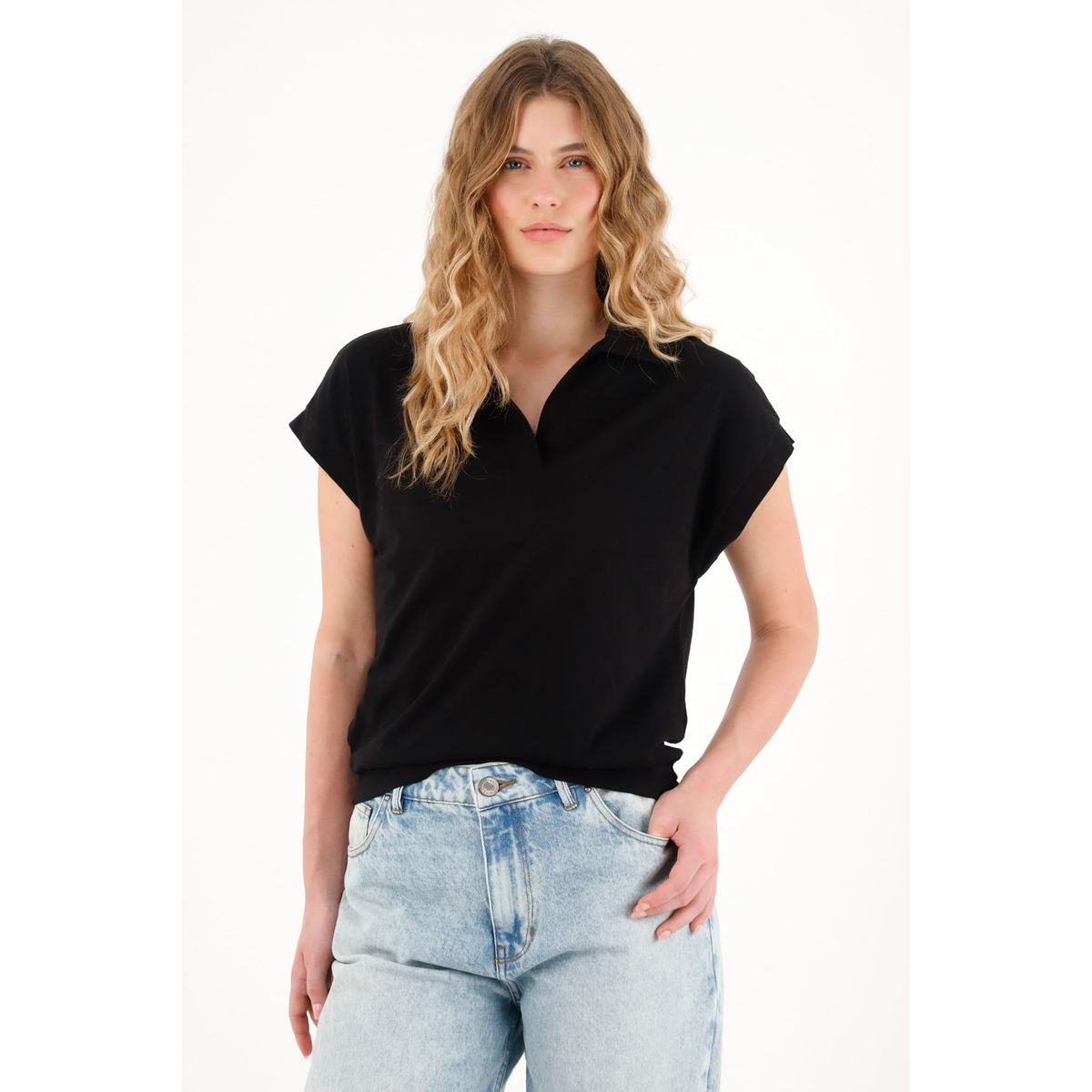 TENNIS - Camiseta negra en jersey para mujer