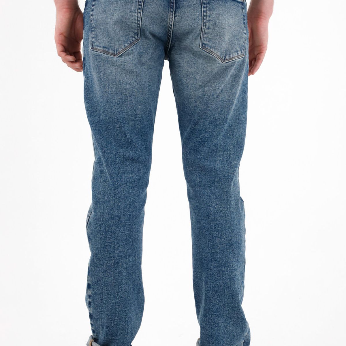 TENNIS - Jean Recto tiro medio con desgastes azul para hombre