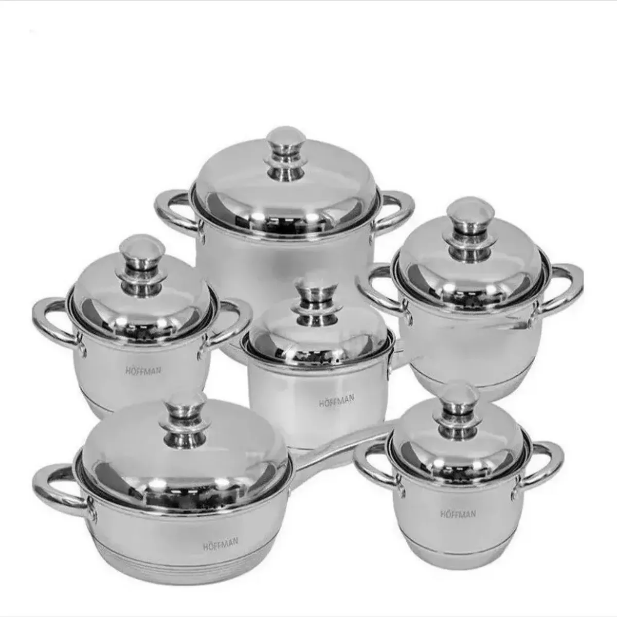 HOFFMANN - Bateria De Ollas Acero Quirurgico 12 Piezas Hoffman