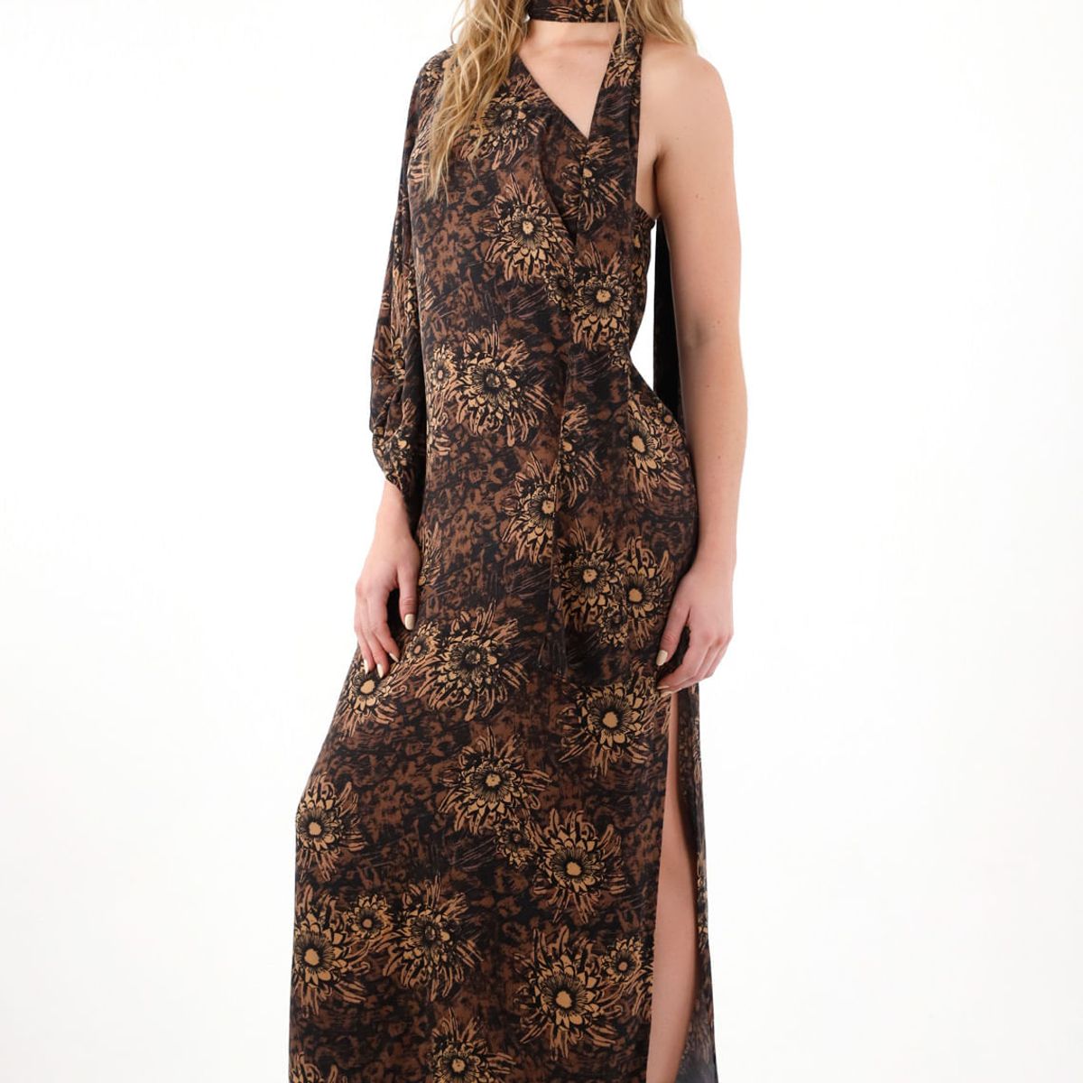 TENNIS - Vestido largo amplio con estampado de flores para mujer