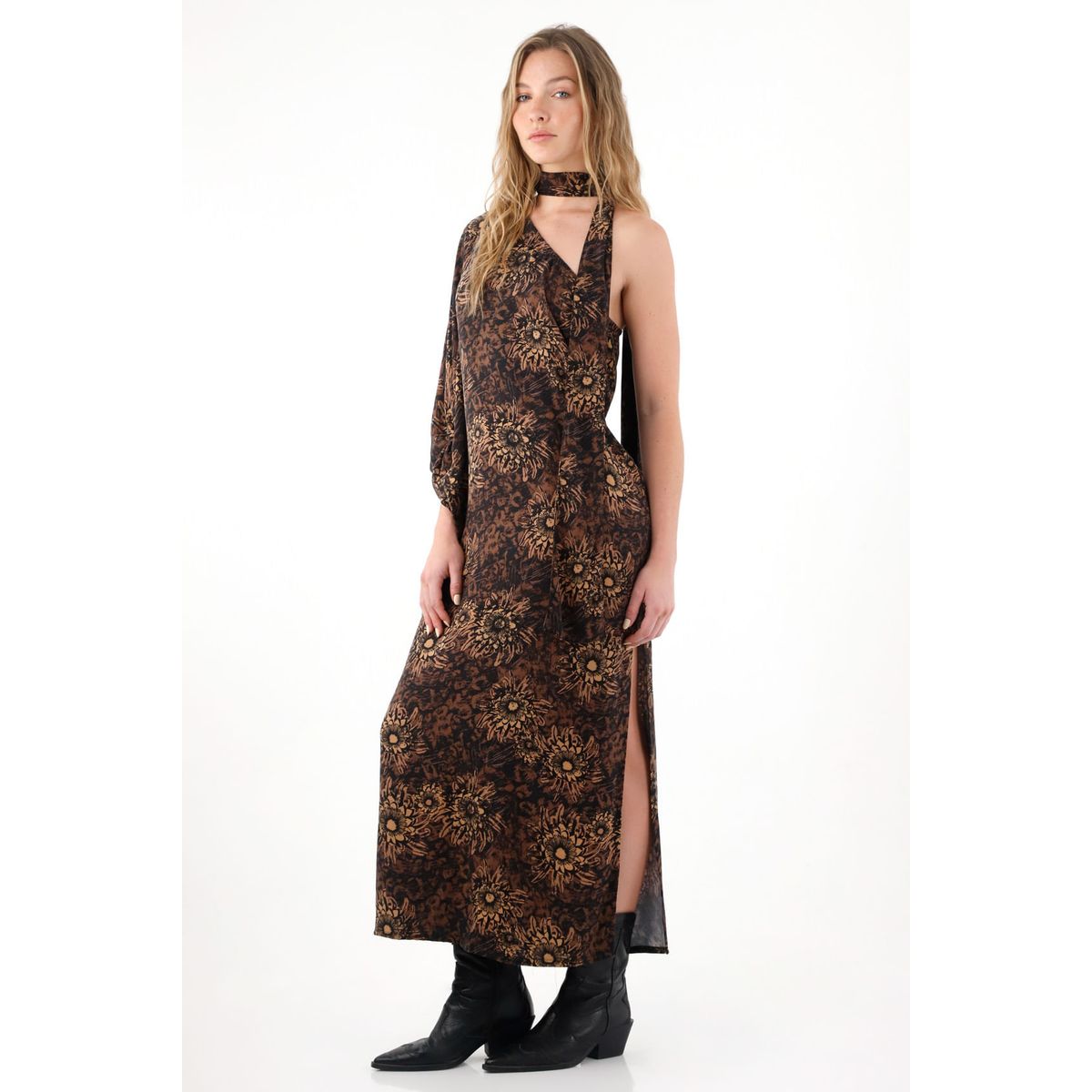 TENNIS - Vestido largo amplio con estampado de flores para mujer