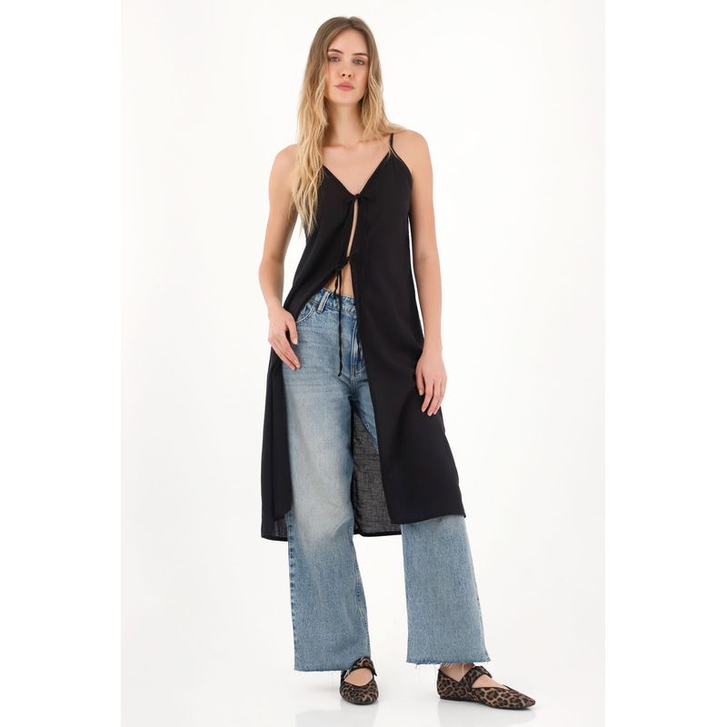 TOPMARK - Cover Up con tiras en frente negro para mujer