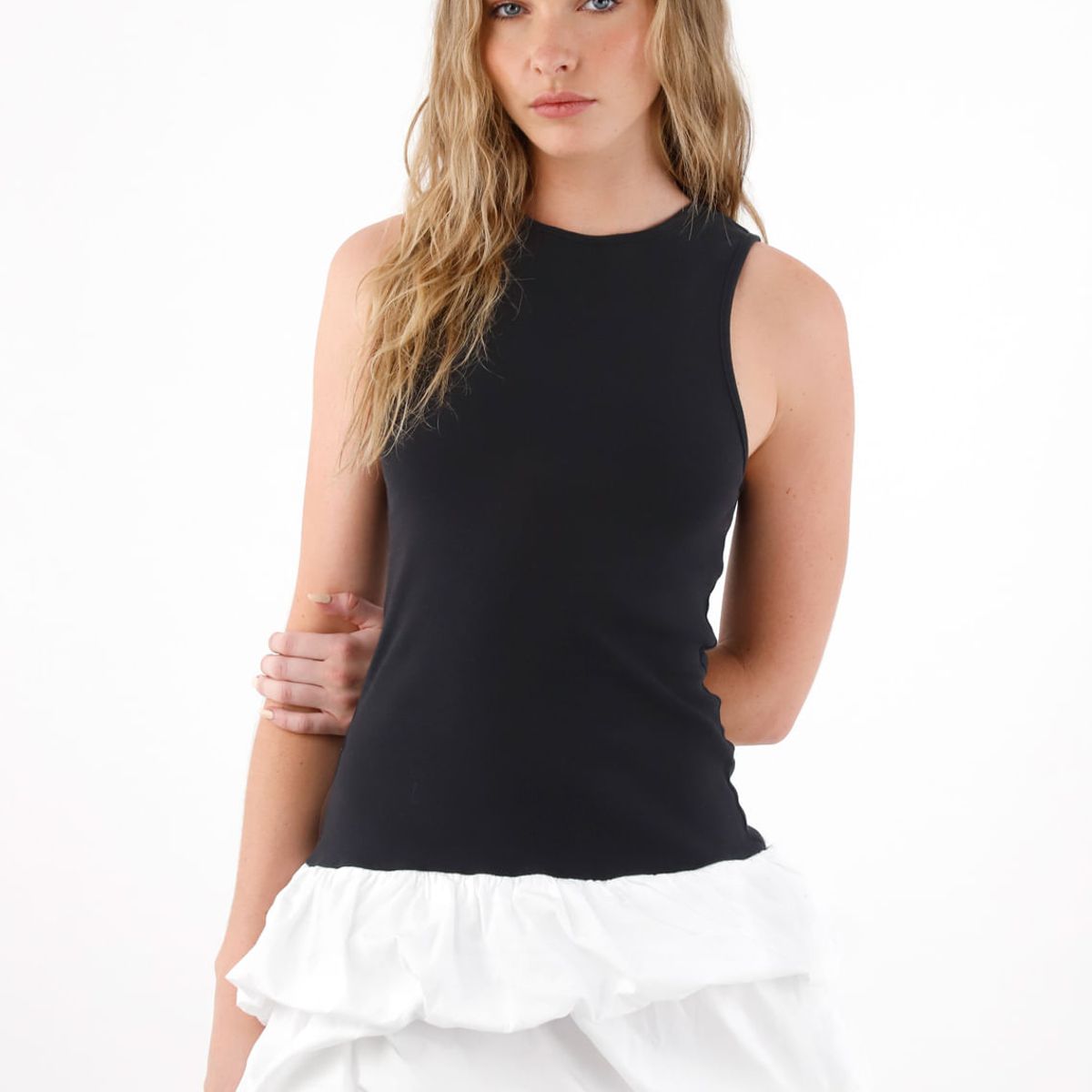 TENNIS - Vestido corto tipo globo negro para mujer