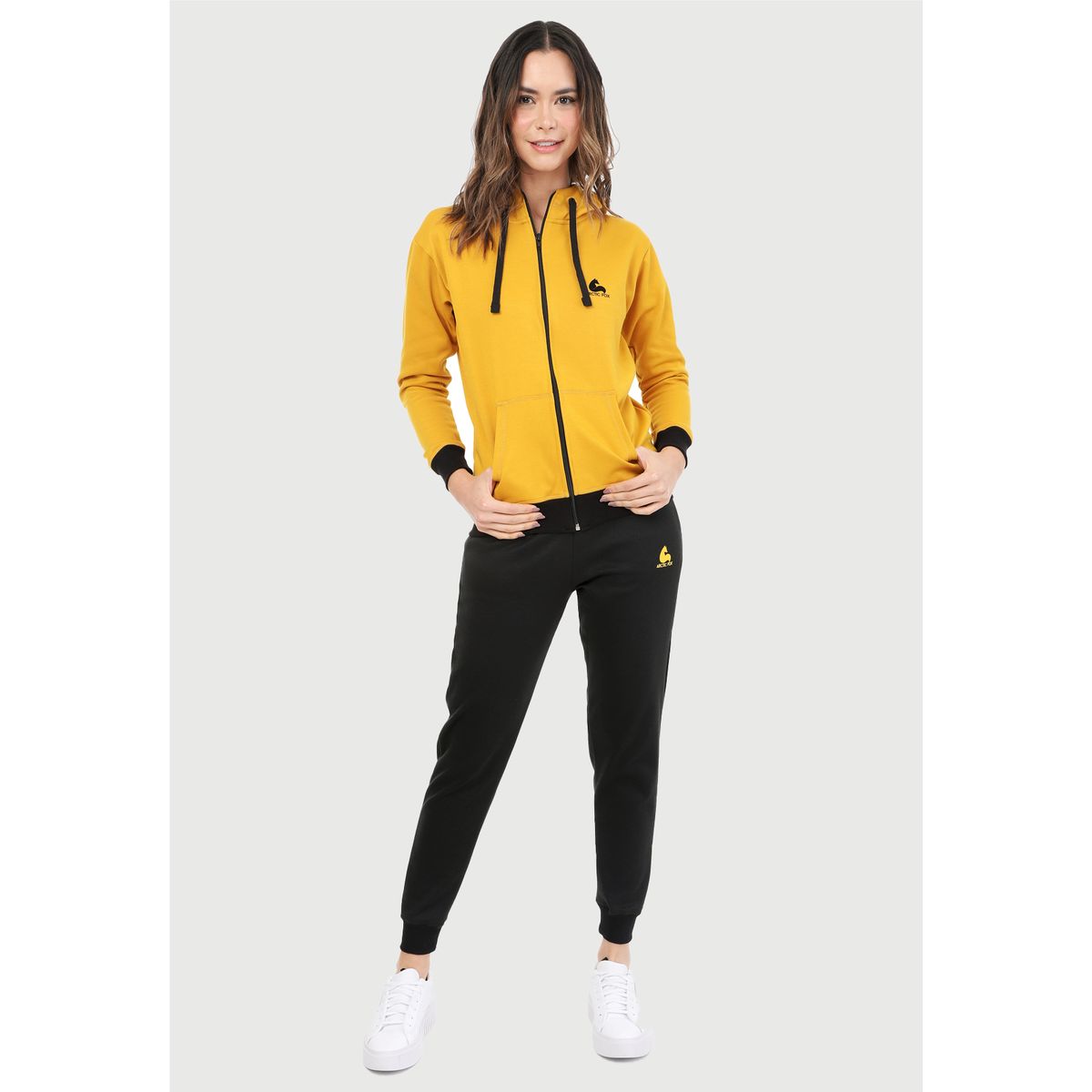 ARCTIC FOX - Conjunto de Sudadera Mujer Chaqueta Hoodie Mostaza.