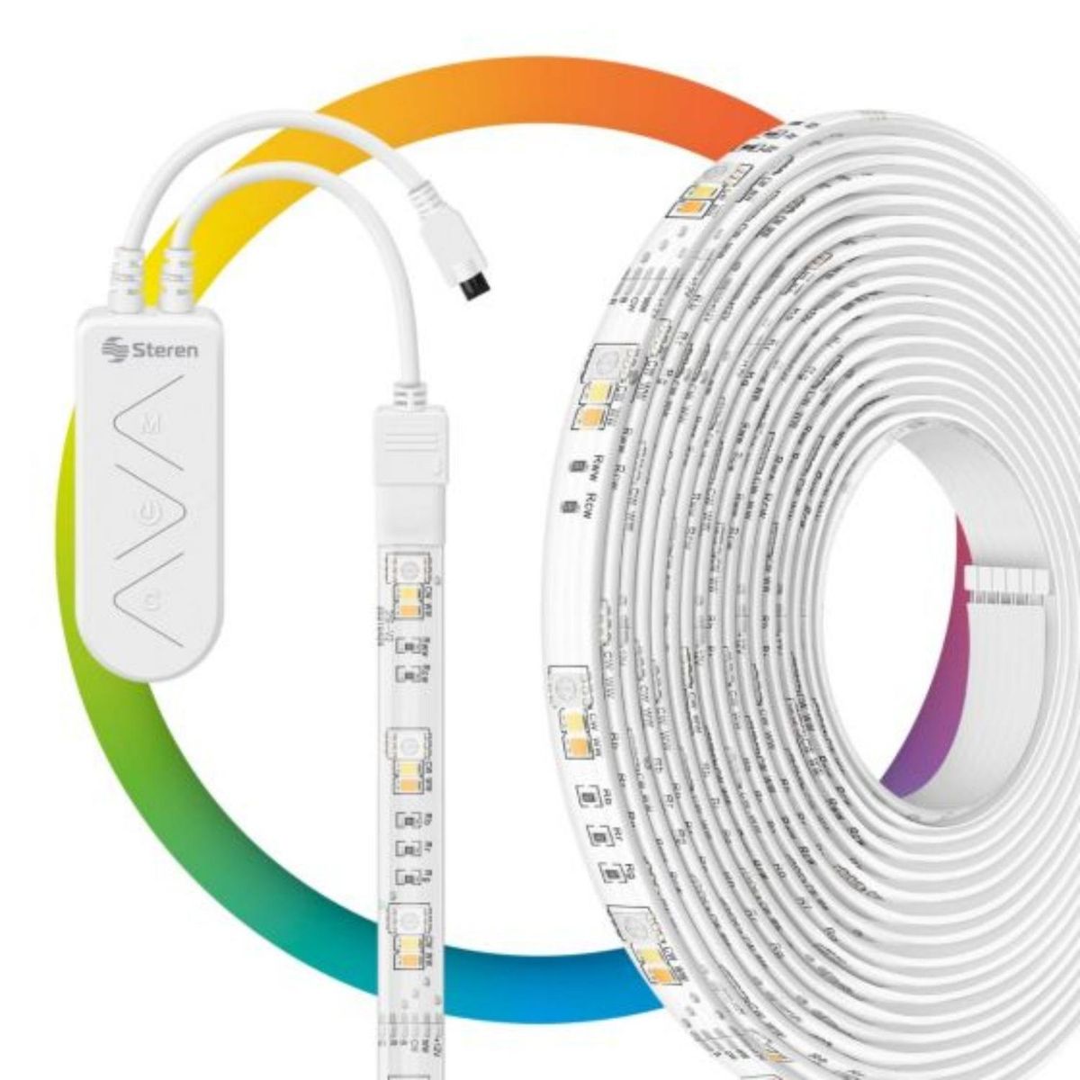 STEREN - Tira LED Wi-Fi multicolor RGB+W de 5 m para exterior con control remoto