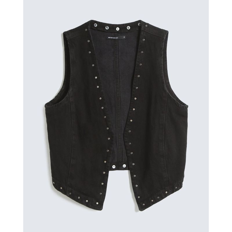 SEVEN SEVEN - Chaleco Para Mujer Plano Color Negro Marca Seven Seven #28250129