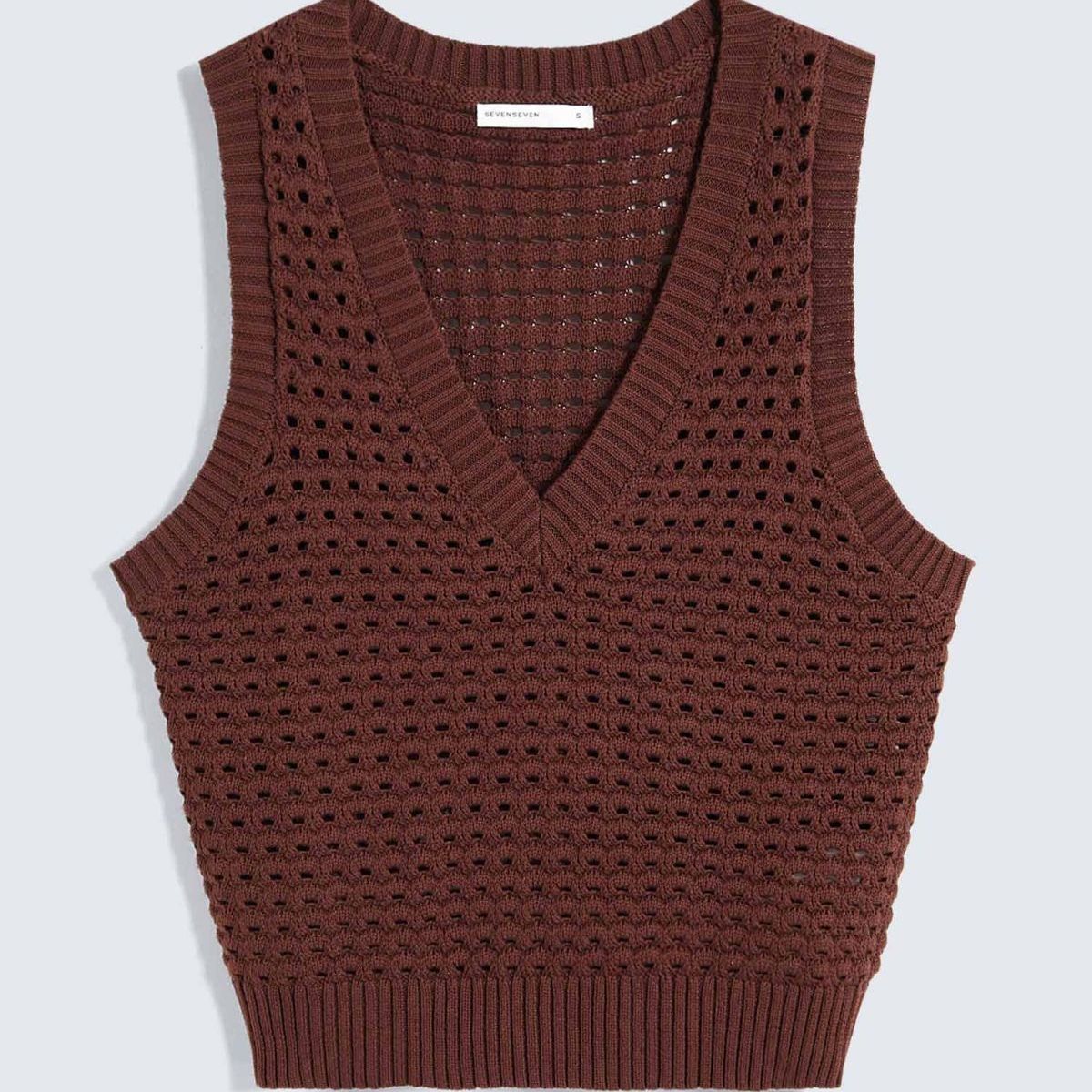 SEVEN SEVEN - Camiseta Para Mujer Manga Sisa Cuello V Color Café Marca Seven Seven #28096248