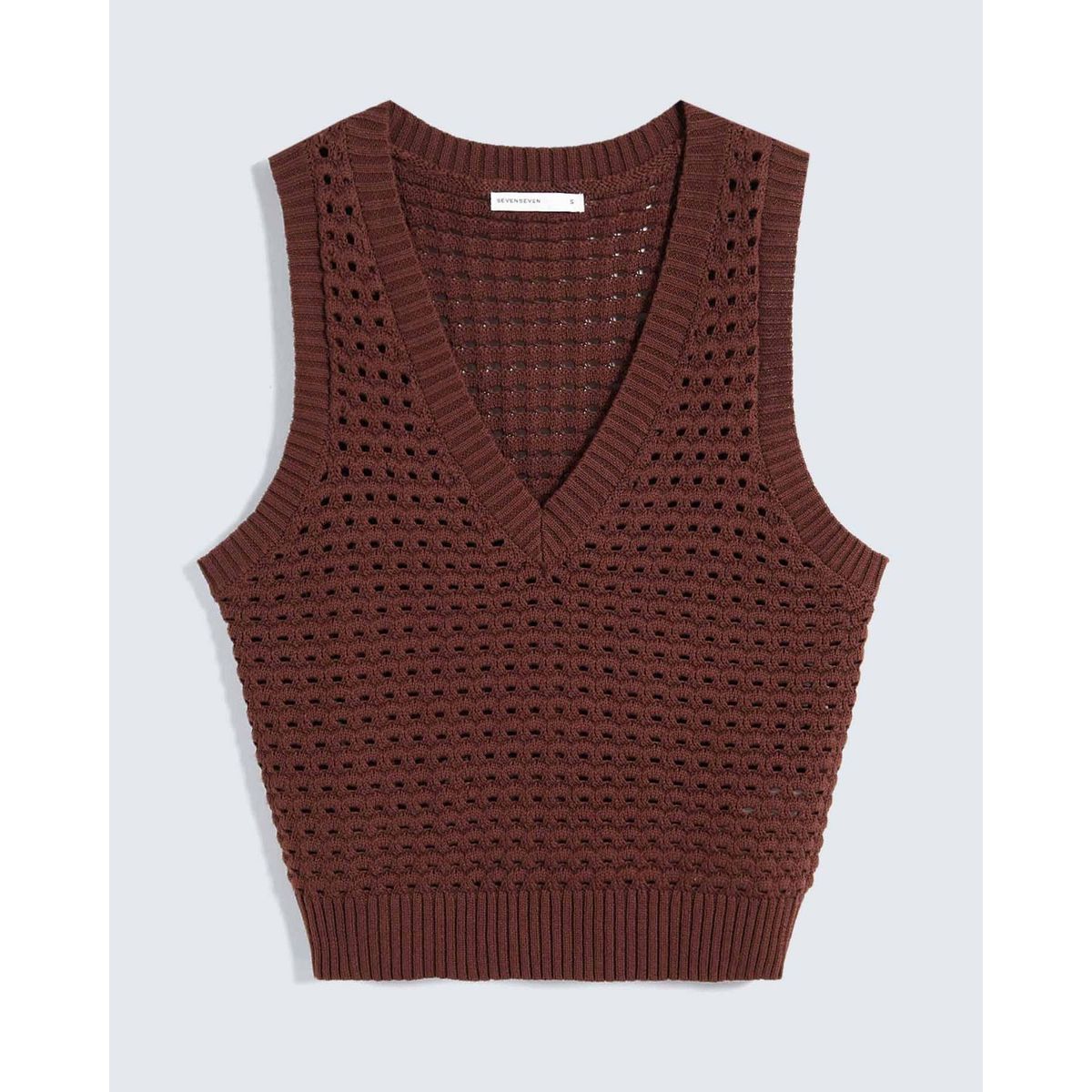 SEVEN SEVEN - Camiseta Para Mujer Manga Sisa Cuello V Color Café Marca Seven Seven #28096248