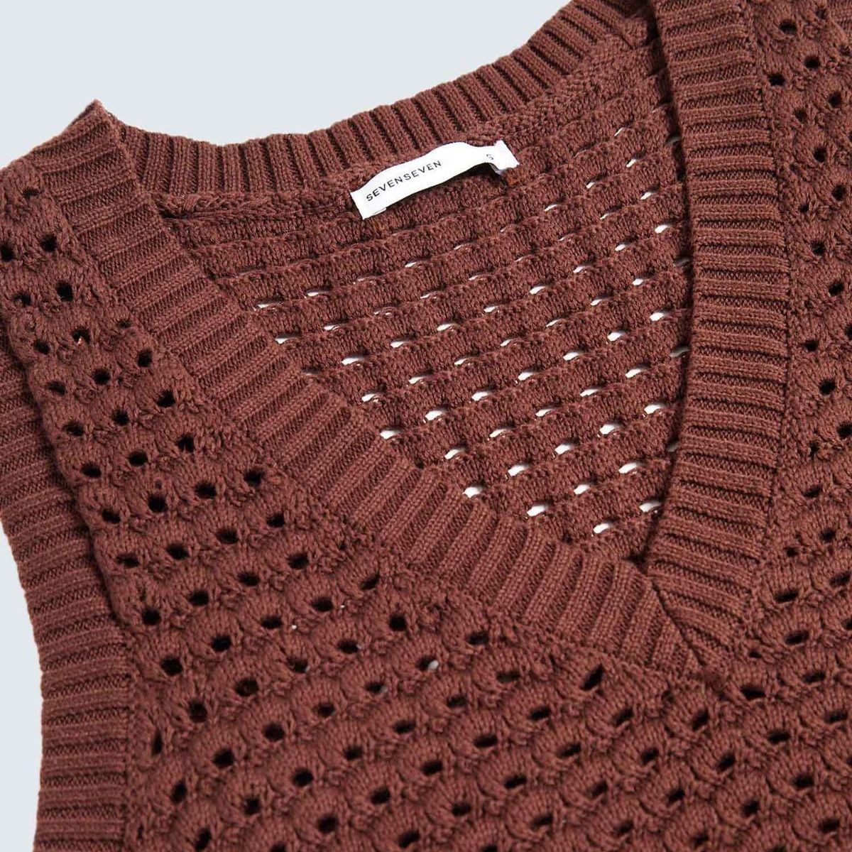 SEVEN SEVEN - Camiseta Para Mujer Manga Sisa Cuello V Color Café Marca Seven Seven #28096248