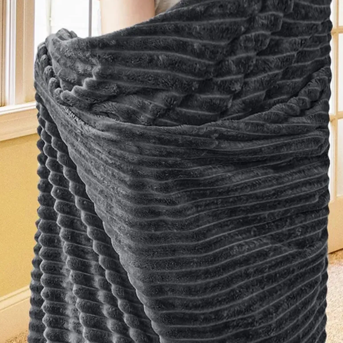 GENERICO - Cobija Manta Frazada Térmica Acanalada Color Gris