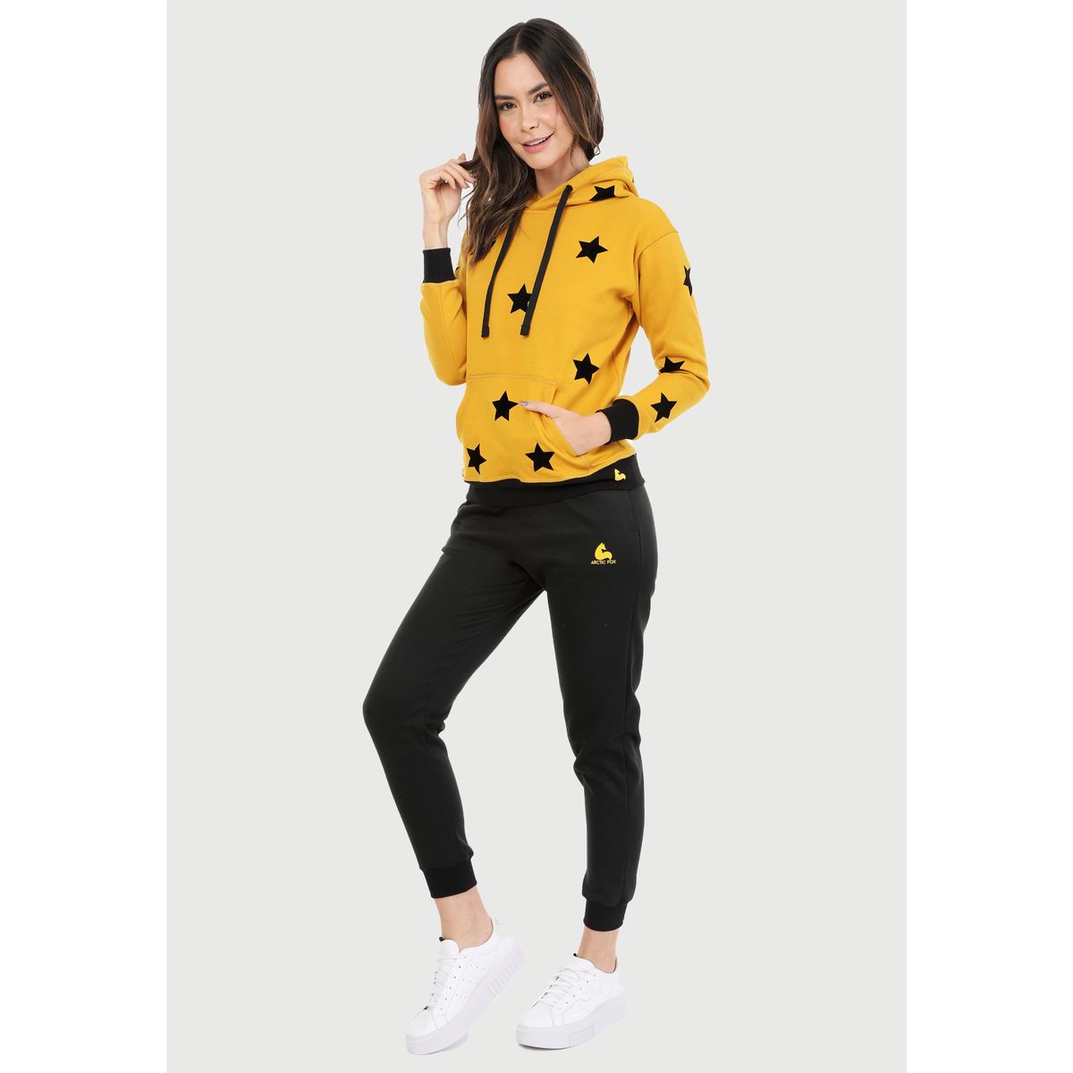 ARCTIC FOX - Conjunto de Sudadera Mujer Buzo Hoodie Mostaza Estrellas