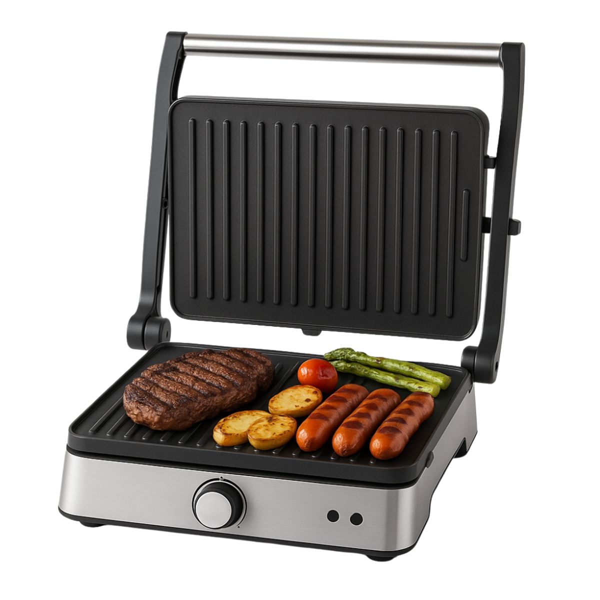 RENAHOUSE - Asador Plancha Parrilla Electrica Doble 2200w Antiadherente
