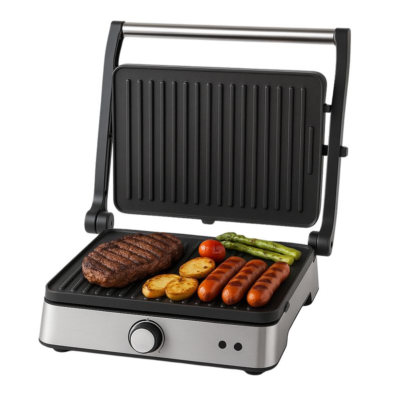 RENAHOUSE - Asador Plancha Parrilla Electrica Doble 2200w Antiadherente