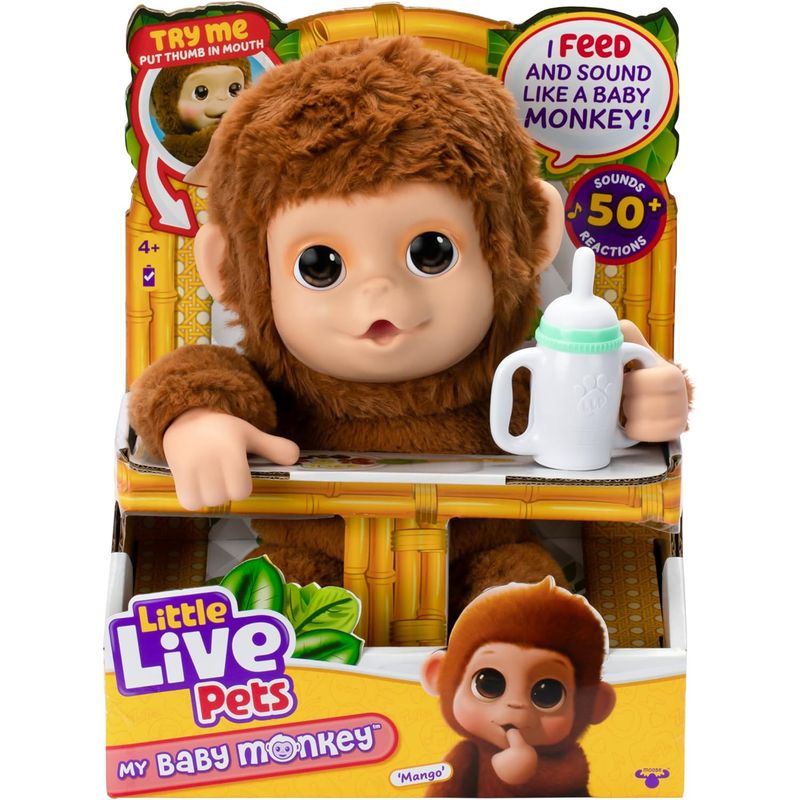 LITTLE LIVE PETS - Mono Bebé Adorable - Más de 50 Sonidos y Reacciones Mango