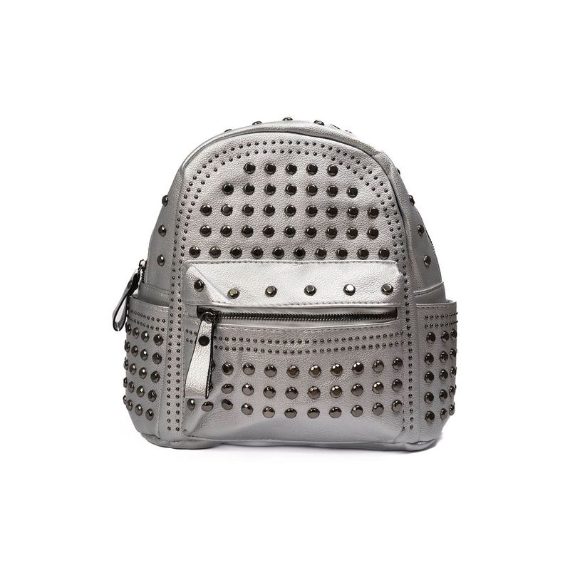 YOI - Bolso tipo morral mediano metalizado con bolsillos internos