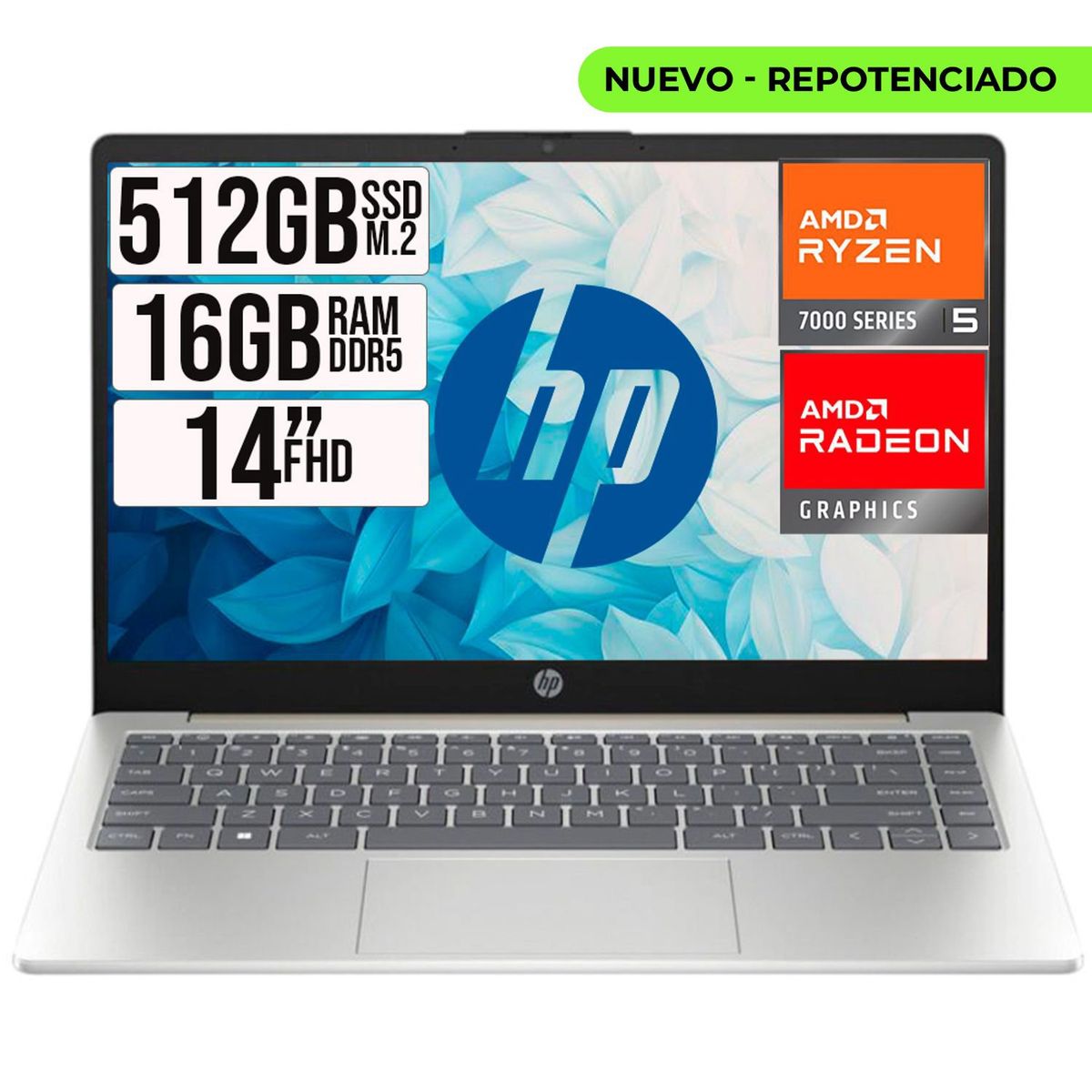 HP - PORTATIL HP AMD RYZEN 5 7520U SSD 512GB RAM 16GB DDR5 LED 14"