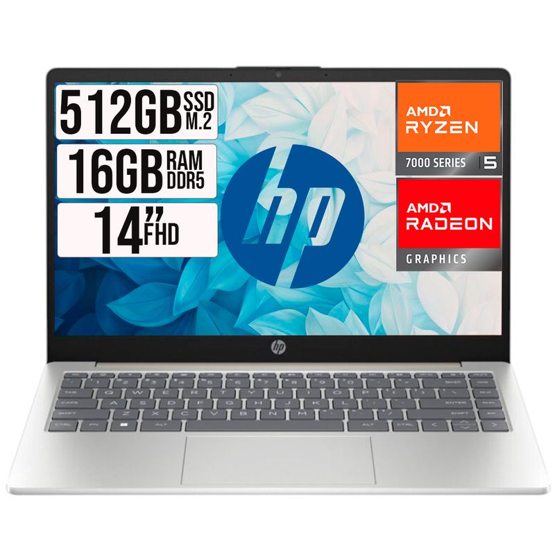 HP - PORTATIL HP AMD RYZEN 5 7520U SSD 512GB RAM 16GB DDR5 LED 14"