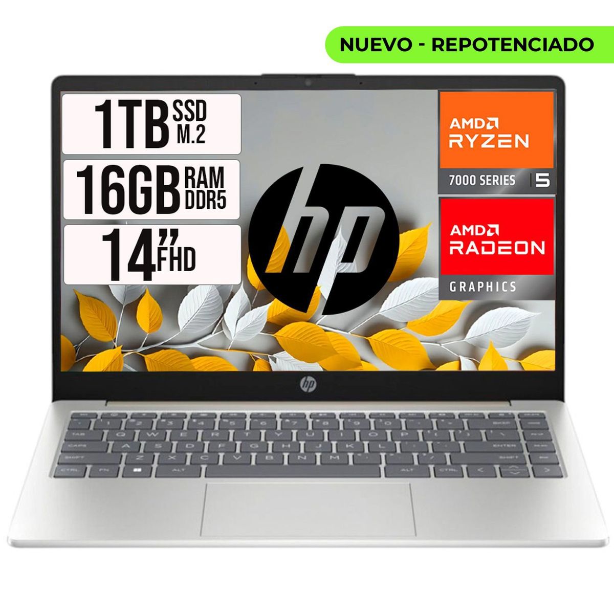 HP - PORTATIL HP AMD RYZEN 5 7520U SSD 1TB RAM 16GB DDR5 LED 14"