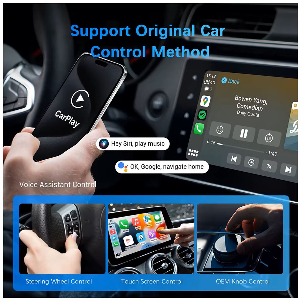 GENERICO - Adaptador Inalámbrico Android Auto Carplay Bluetooth 5 Wifi6