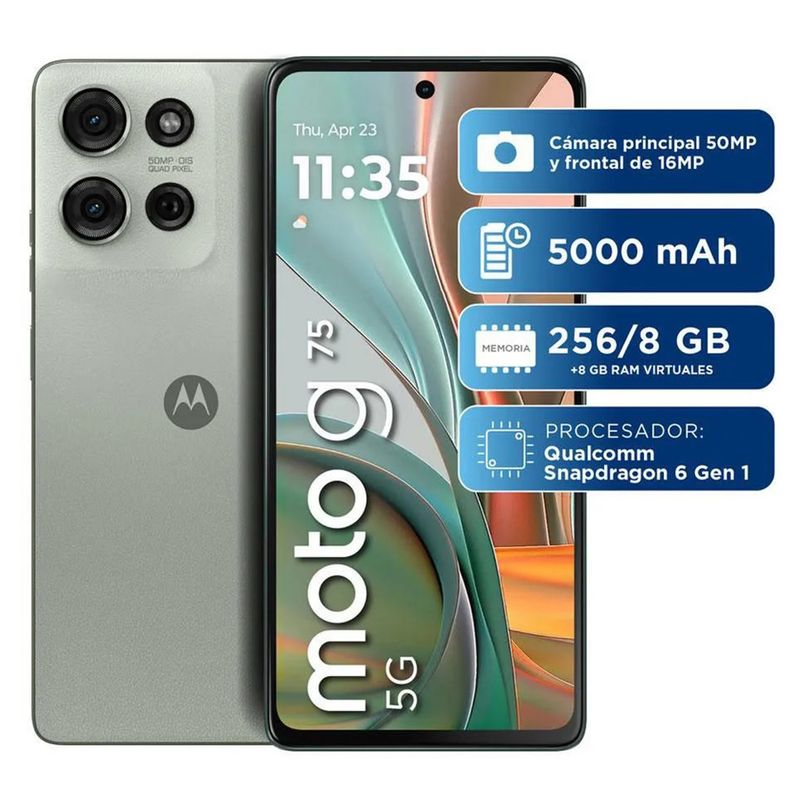 MOTOROLA - Celular Motorola Moto G75 Ram 8gb 256gb - Cámara 50 MP -16MP - Pantalla 6,8 - 5G Verde
