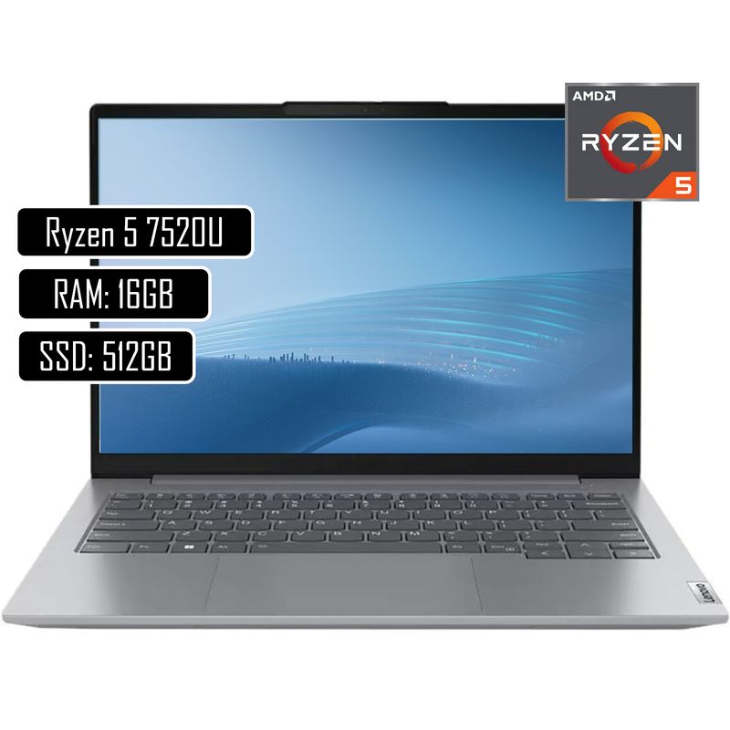 LENOVO - Portatil Lenovo V14 Ryzen 5 7520U Ram 16Gb Ssd 512Gb 14 Win11 Home