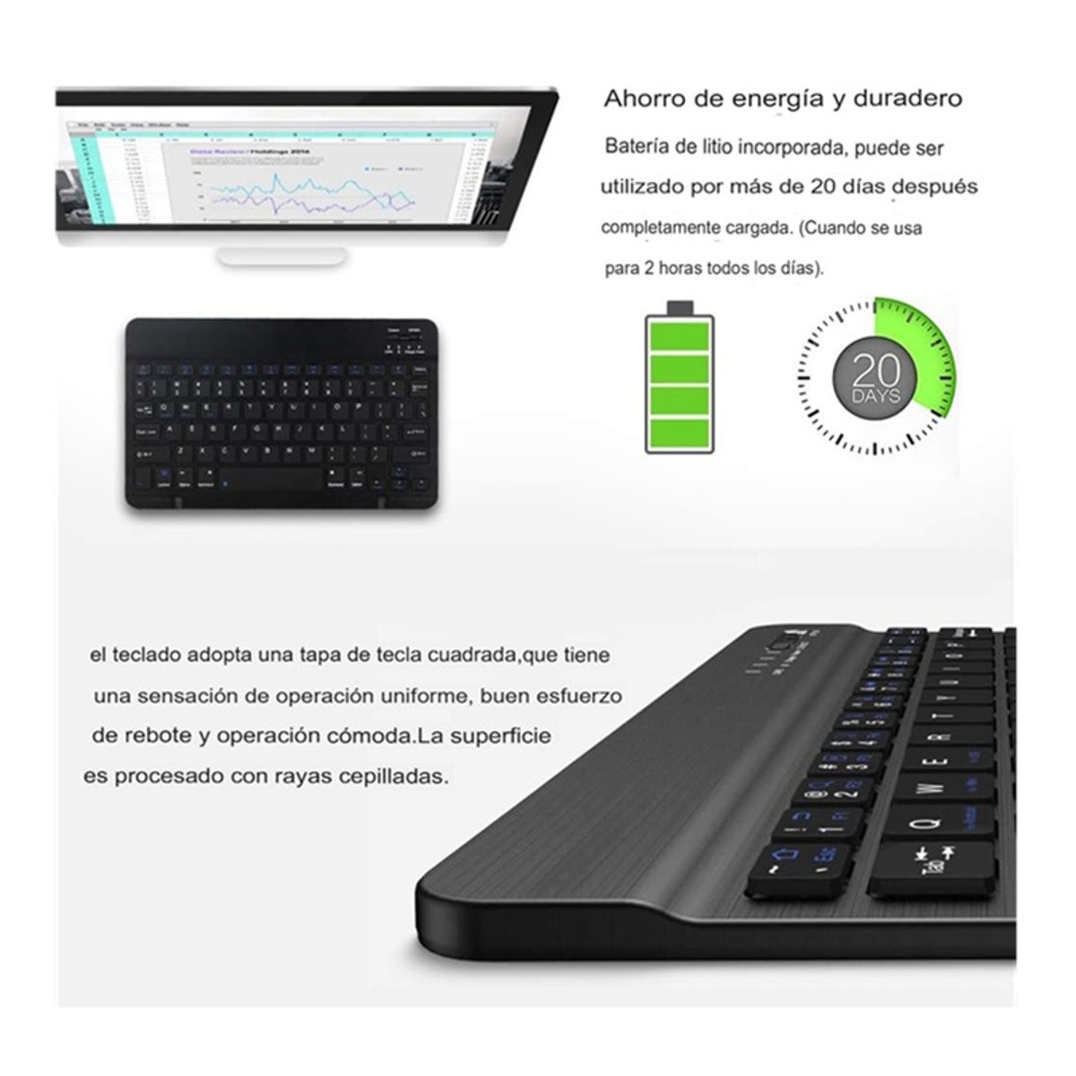 GENERICO - Teclado Bluetooth Inalámbrico Recargable + Ratón Mouse