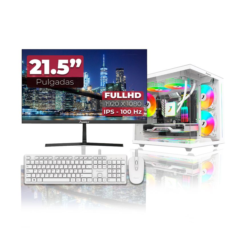 JANUS - Computador Gamer Ryzen 5 8500G RAM 16GB RGB DDR5 SSD 512GB Monitor 22 Pulgadas 100Hz