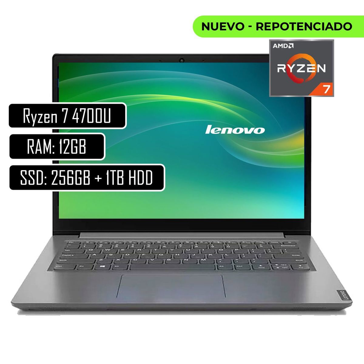 LENOVO - Portatil Lenovo V14 Ryzen 7 4700U 12Gb Ssd 256Gb Hdd 1Tb Win11 Home 14