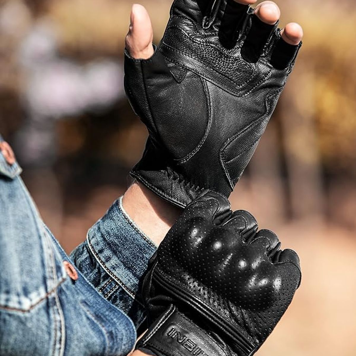 INBIKE - Guantes de moto INBIKE verano piel de cabra resistentes modelo X