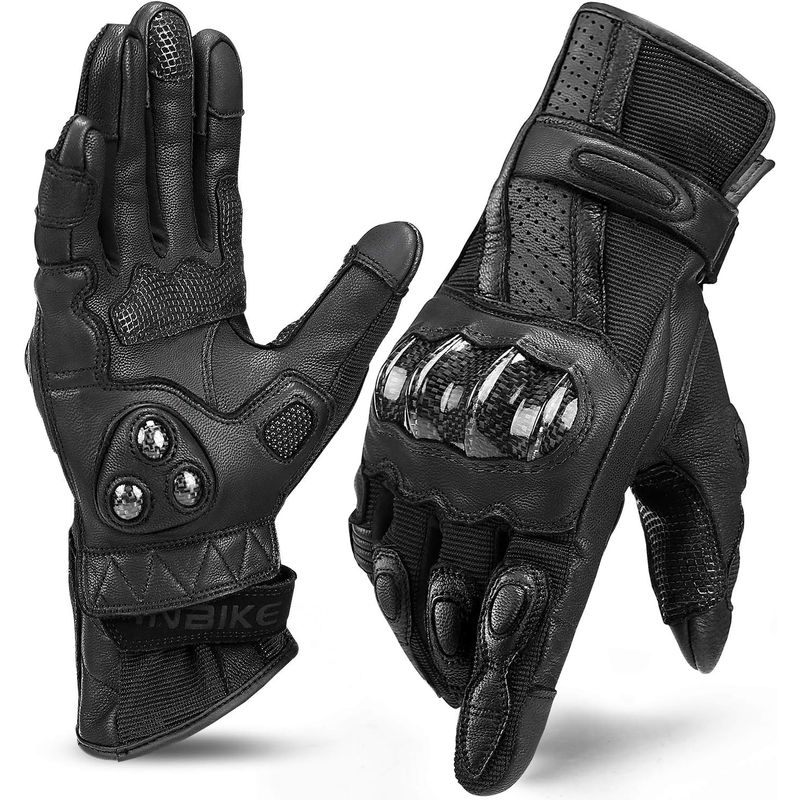 INBIKE - Guantes de moto INBIKE de cuero con pantalla táctil y nudillos