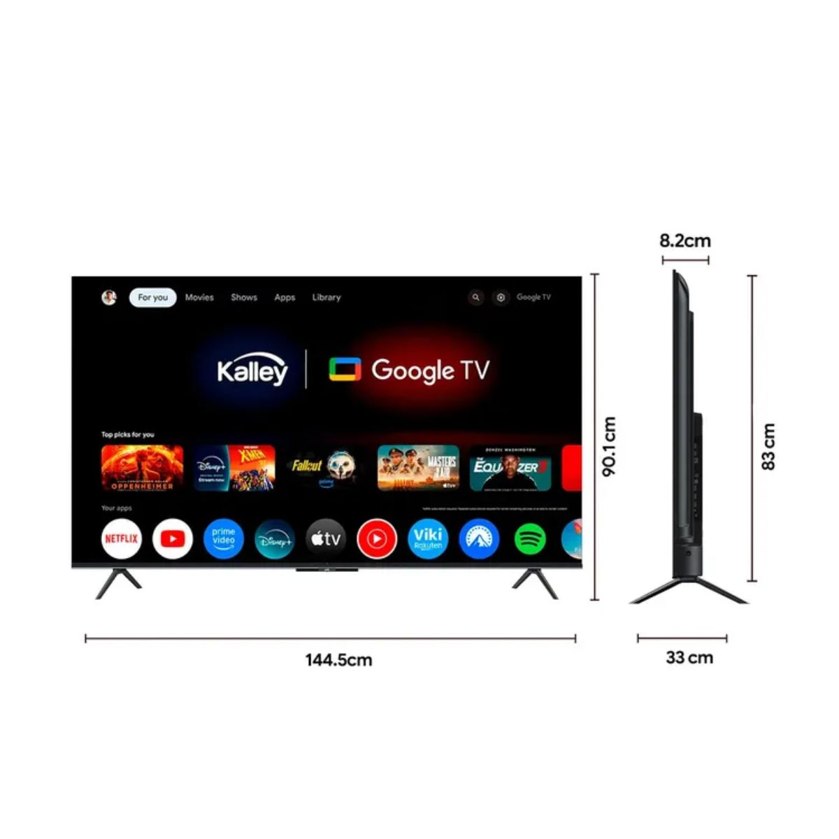 KALLEY - Televisor Kalley - 65 pulgadas 65GQ405 4K UHD QLED Smart TV Google