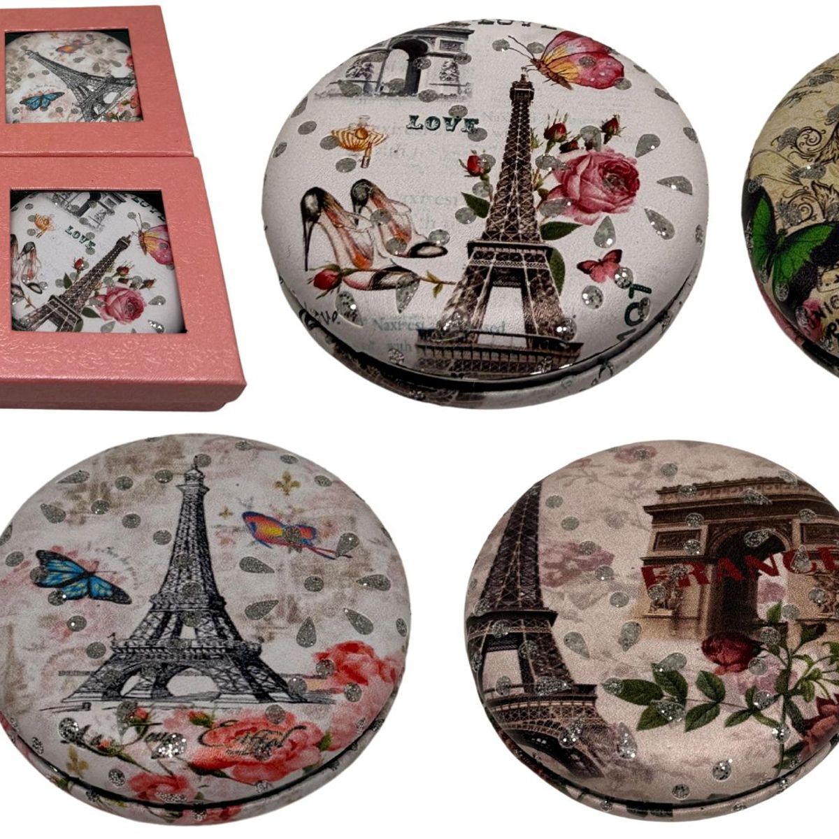 MAZUGI - Mini Espejo De Maquillaje Redondo Portátil De Doble Cara