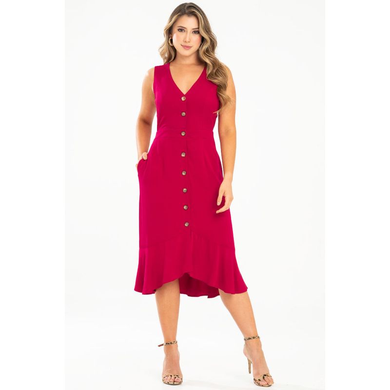 RAGGED - Vestido midi zephira Rojo vino Ragged