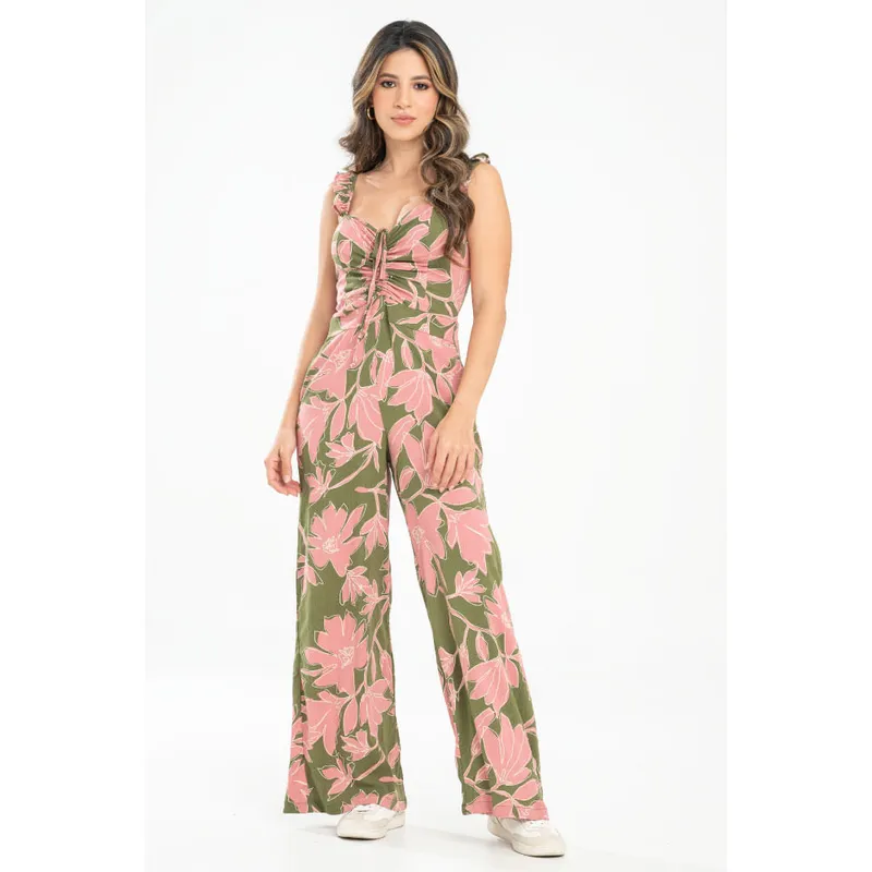 RAGGED - Enterizo largo flowa Verde militar Ragged