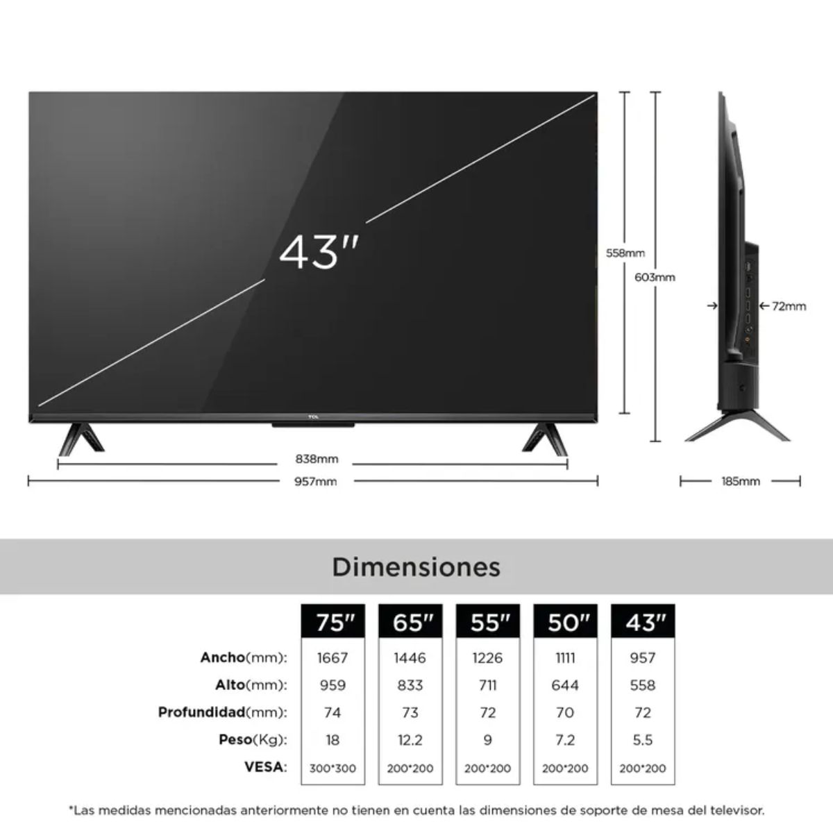 TCL - Televisor TCL - 43 pulgadas 43V6C 4K UHD LED Smart TV Google