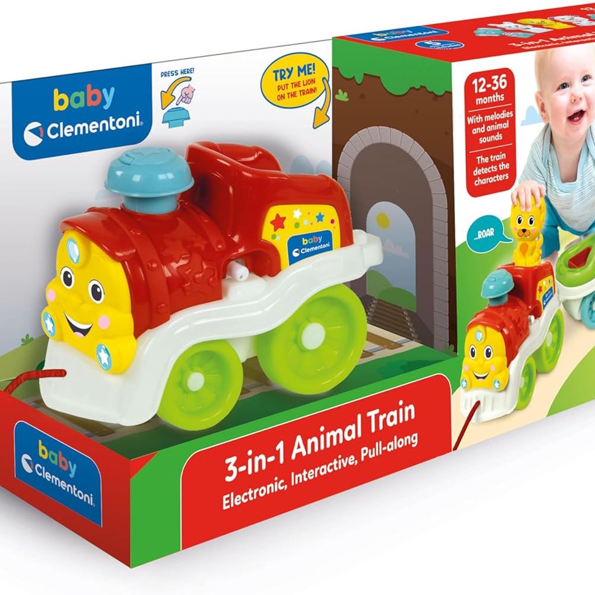 CLEMENTONI - Juguete Tren Interactivo Con Sonidos De Animales Bebés