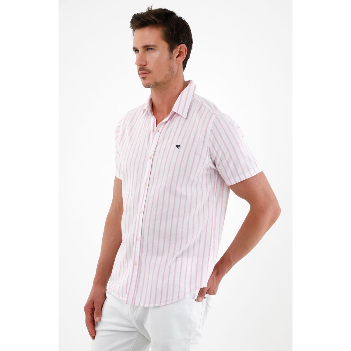 TENNIS - Camisa rosada manga corta para hombre