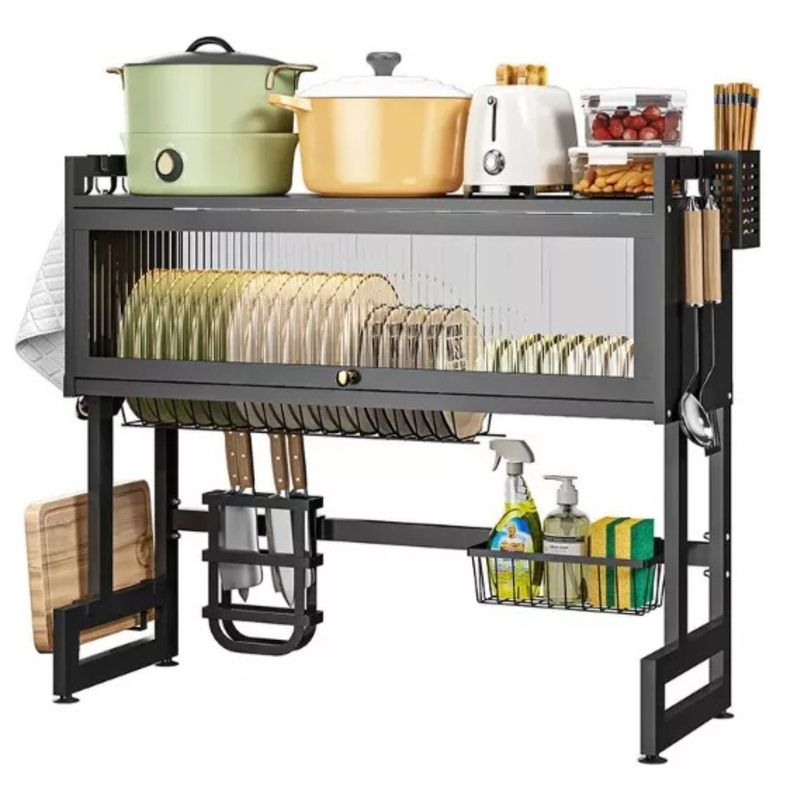 GENERICO - Escurridor Platos Cocina Con Gabinete Color Negro 65cm