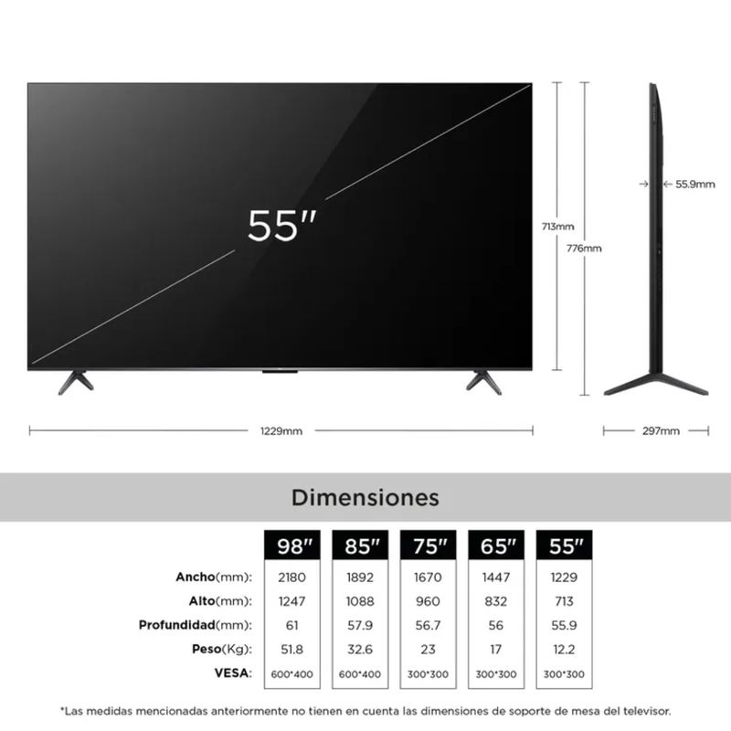 TCL - TV TCL 55" Pulgadas 139 cm 55C6K 4K-UHD QD-MINI LED Smart TV Google