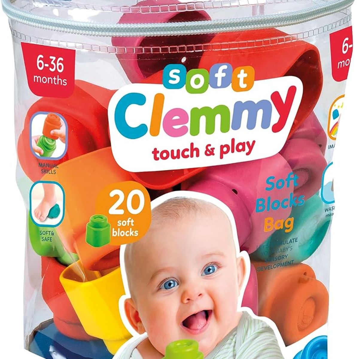 CLEMENTONI - Juegos Didáctico Bloques Sensoriales Suaves Para Bebés