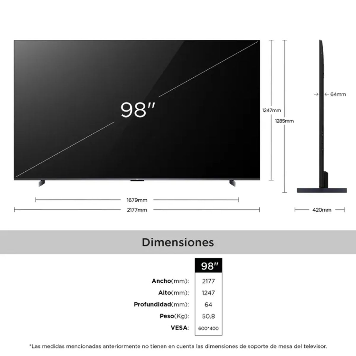 TCL - TV TCL 98" Pulgadas 248,9 cm 98P8K 4K-UHD QLED Smart TV Google